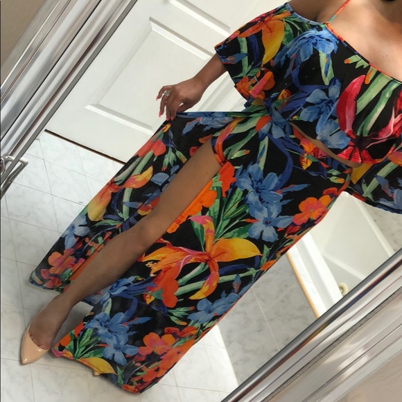 LAST 1!TROPICAL PRINT 2 PIECE SET MAXI SKIRT & TOP - Picture 3 of 8